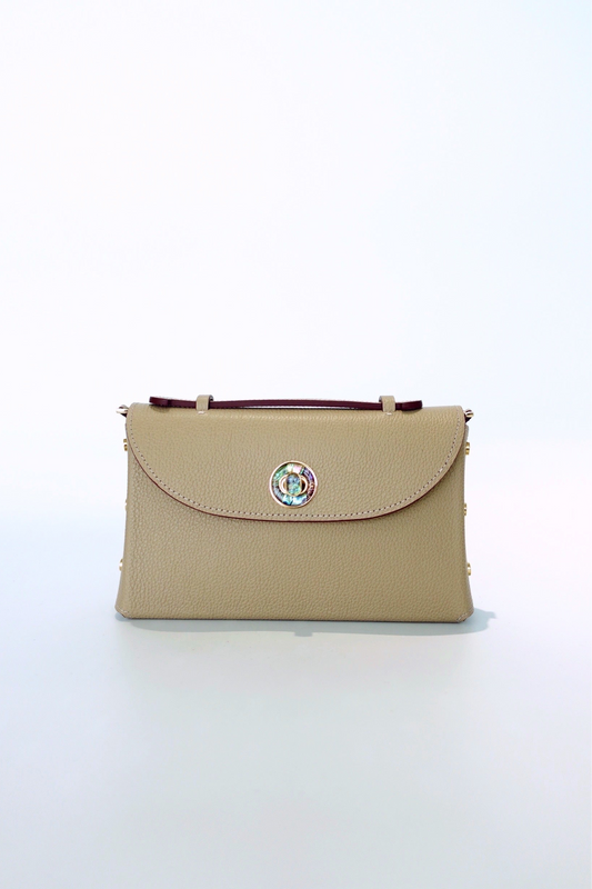 Sumi Crossbody Bag in Beige with Abalone Lock