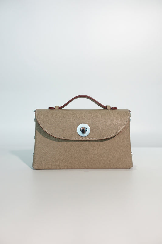 Sumi Crossbody in Taupe with Silver Lock