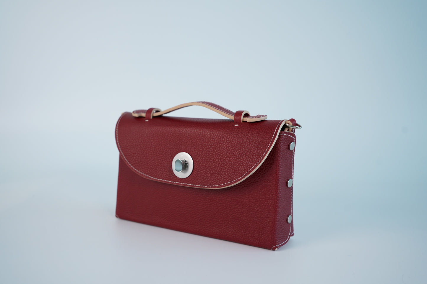 Sumi Crossbody in Red Guinda with Silver Hardware