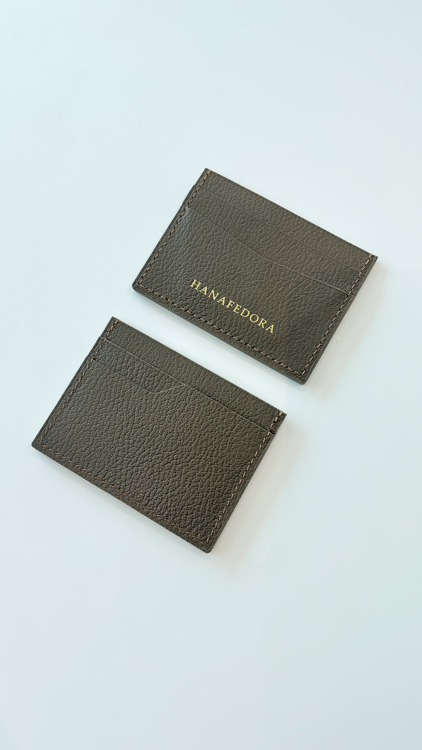 Leather Card Holder in Taupe