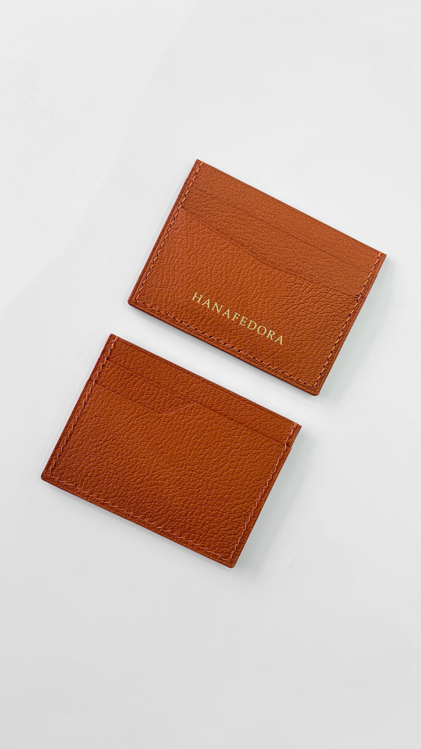 Leather Card Holder in Burn Orange