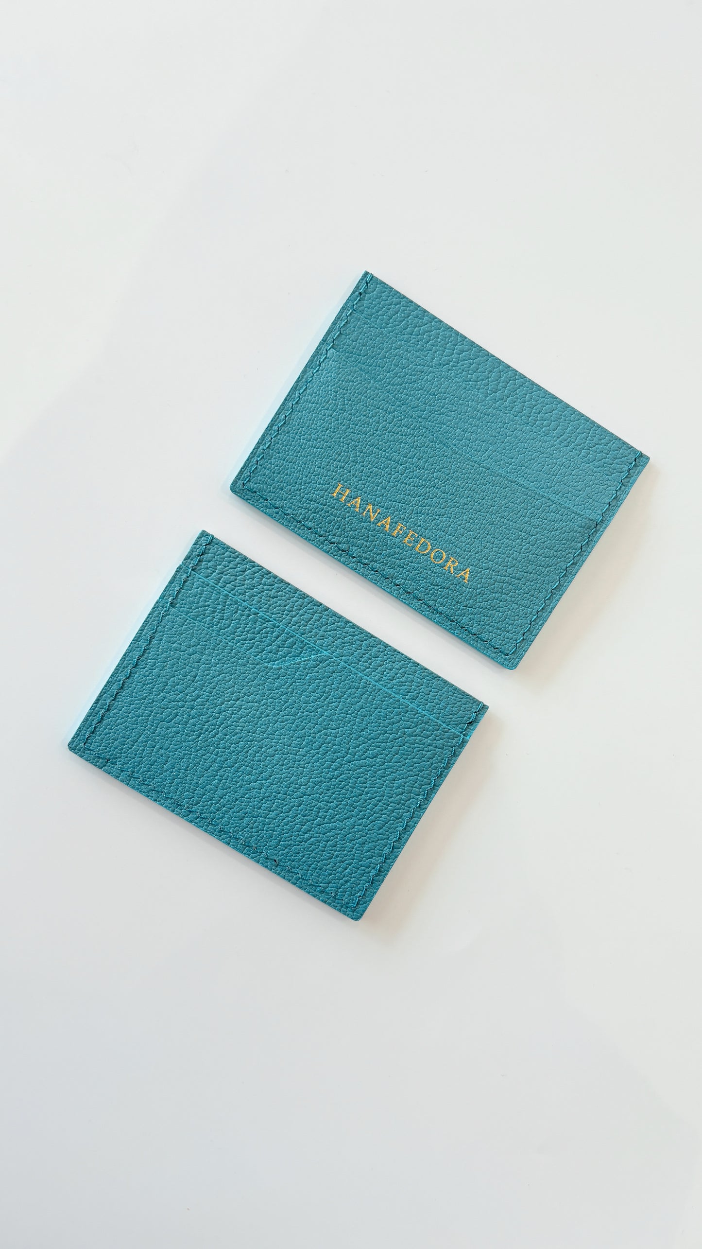 Leather Card Holder in Blue Sea