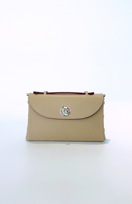 Sumi Crossbody Bag in Beige with Abalone Lock