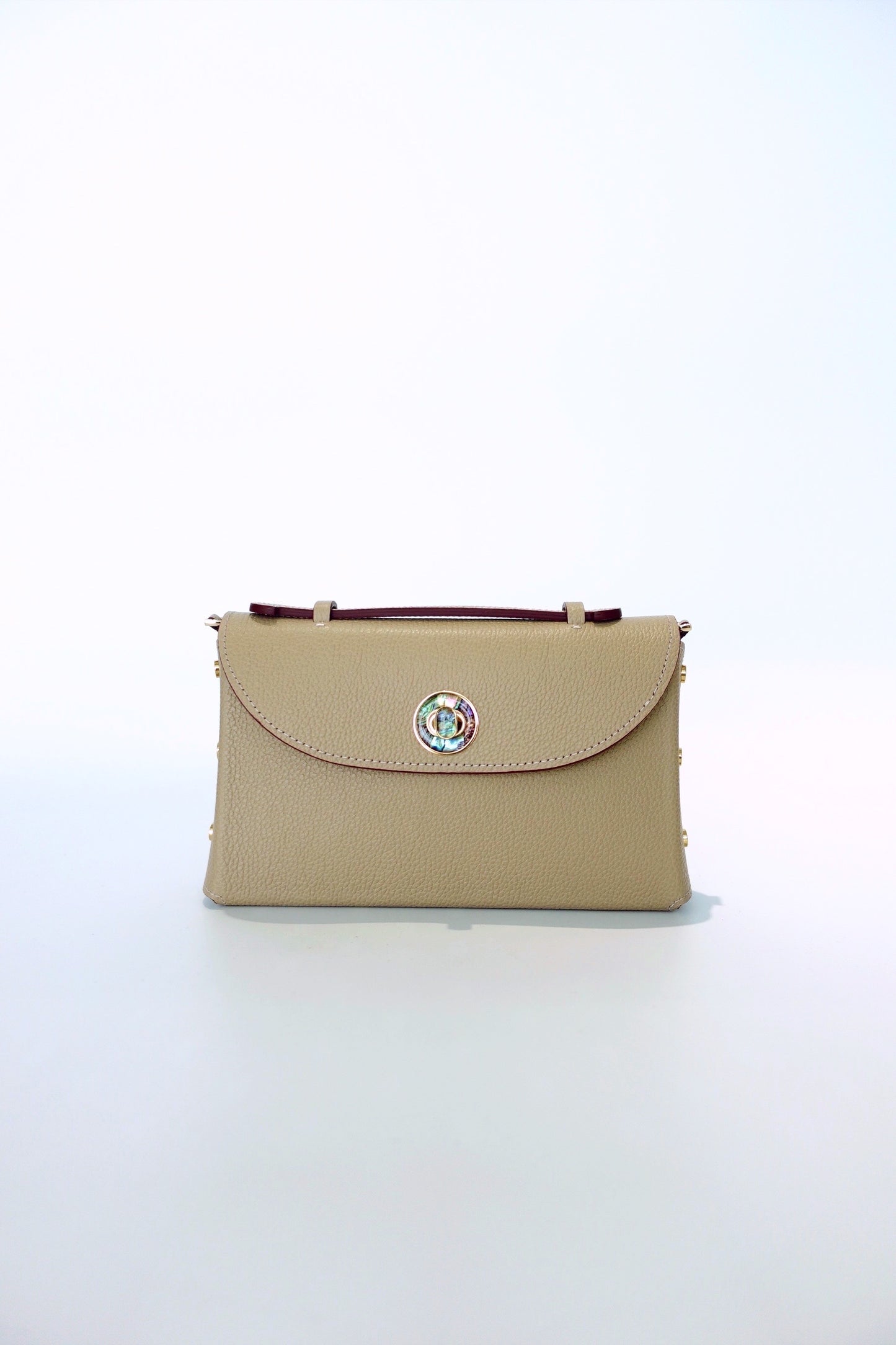 Sumi Crossbody Bag in Beige with Abalone Lock