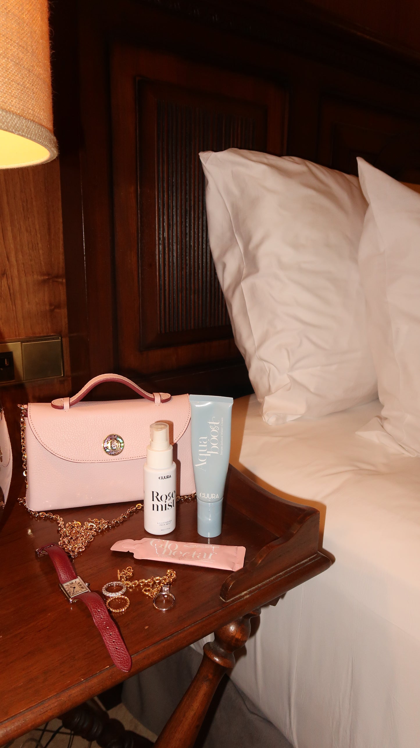 Sumi Crossbody Bag in Pale Pink with Abalone Lock