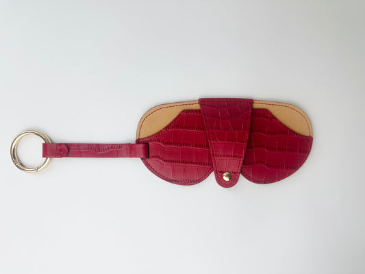 Sunglass Cover in Deep Pink - Croc Embossed