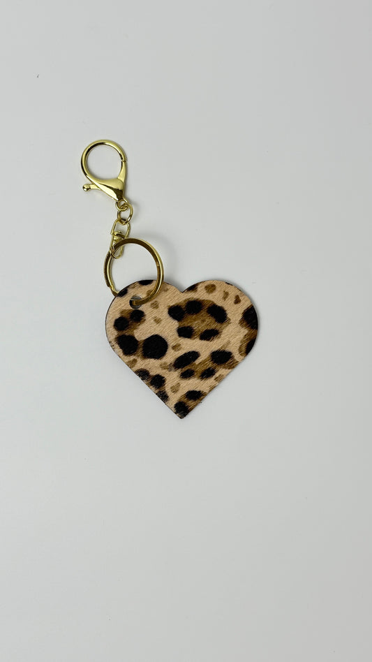 Heart Charm in Leopard Print