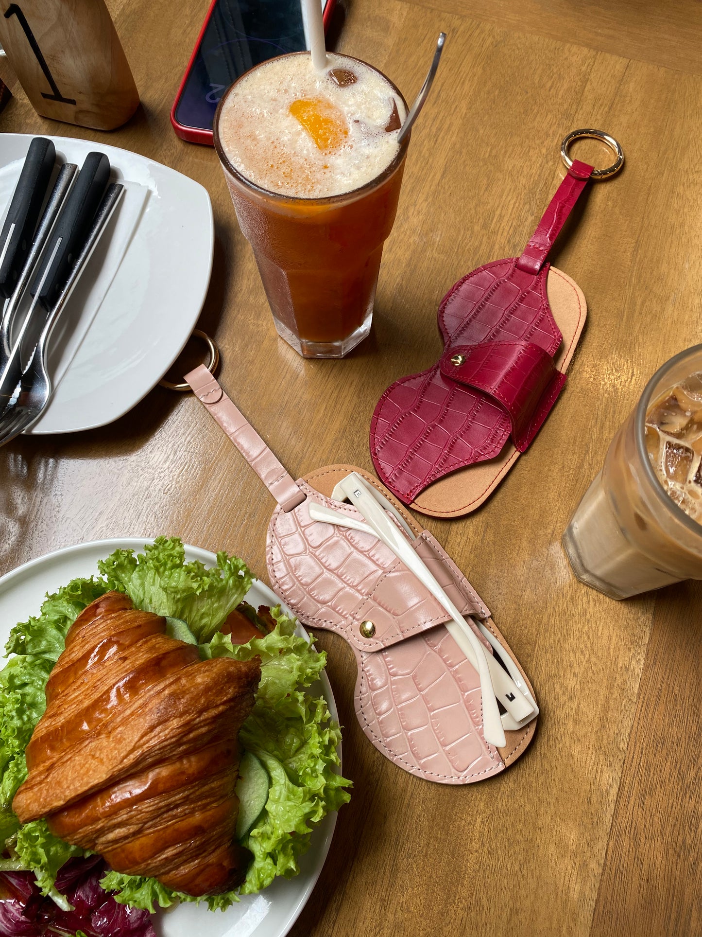 Sunglass Cover in Deep Pink - Croc Embossed