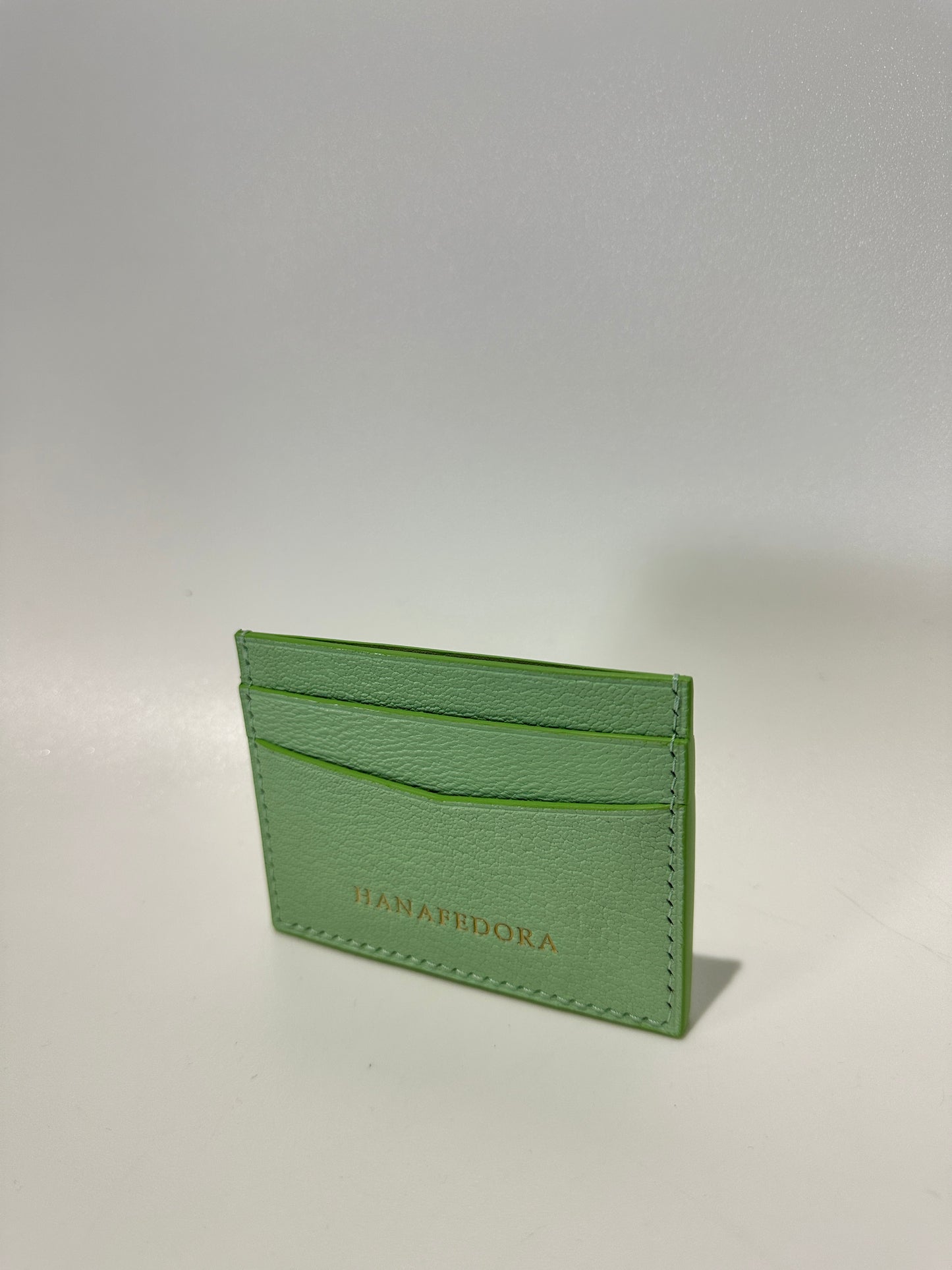 Leather Card Holder in Sage