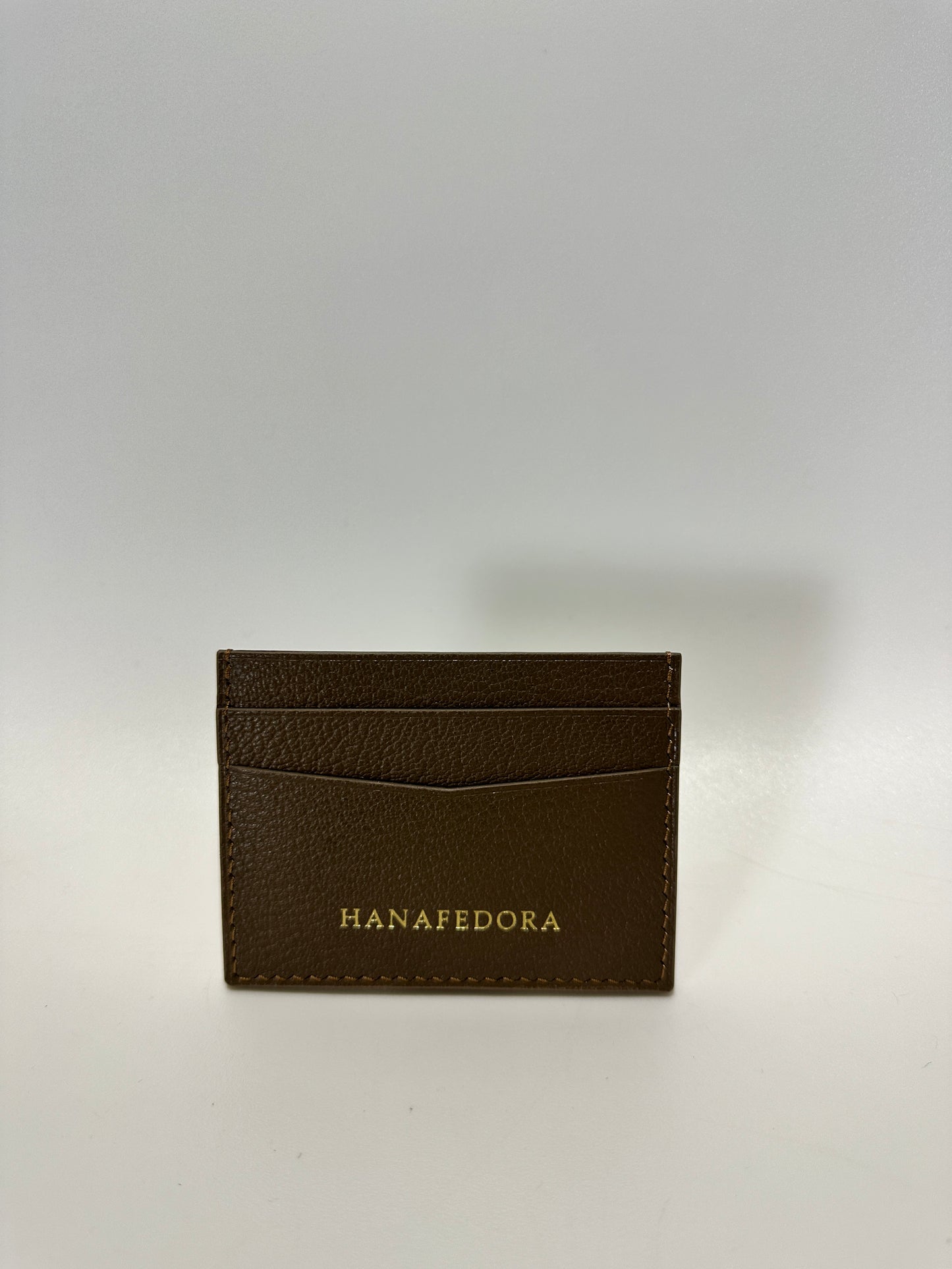 Leather Card Holder in Taupe