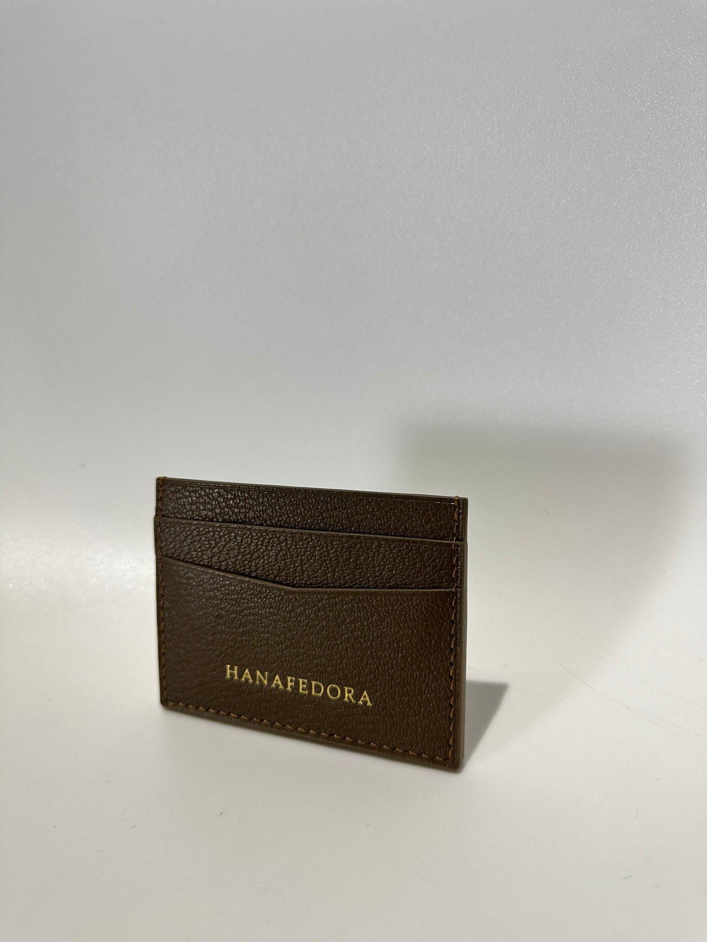 Leather Card Holder in Taupe