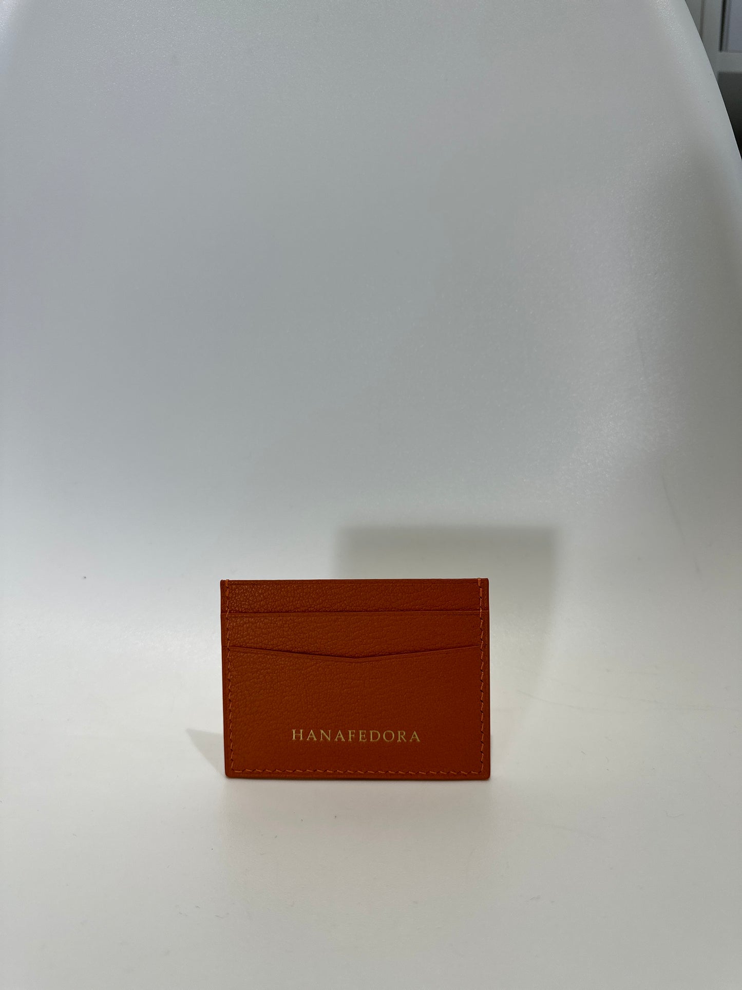 Leather Card Holder in Burn Orange