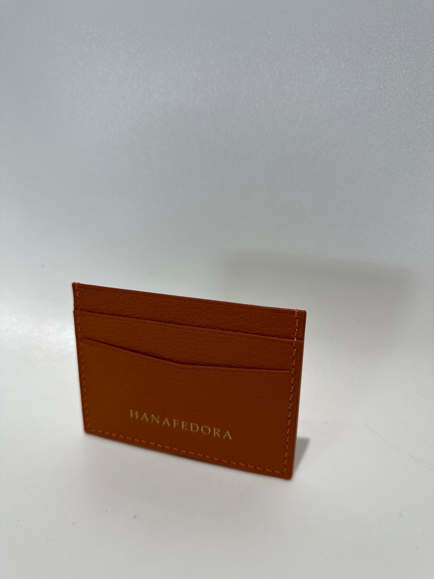 Leather Card Holder in Burn Orange