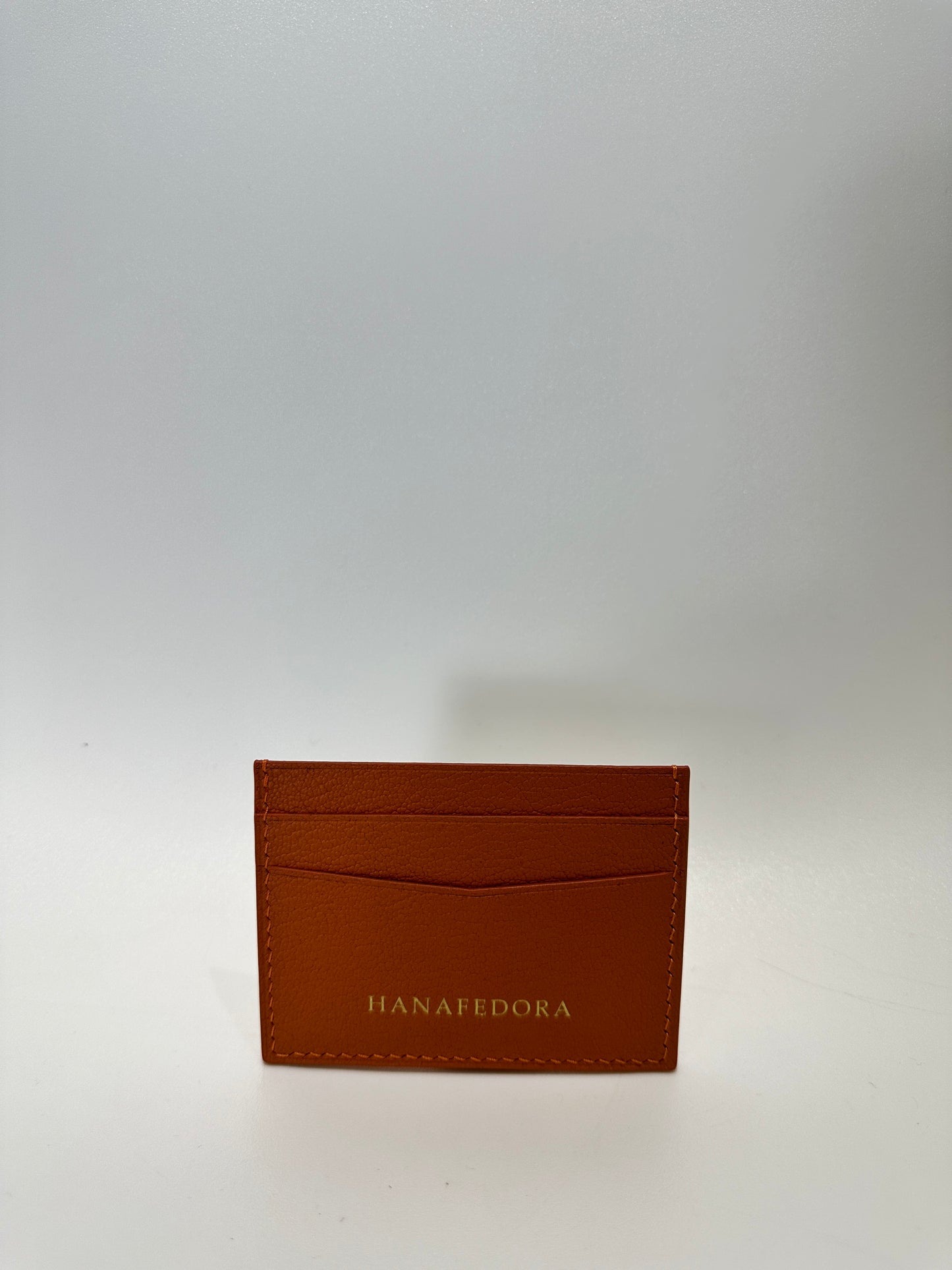 Leather Card Holder in Burn Orange