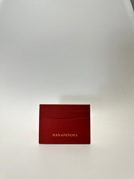 Leather Card Holder in Red