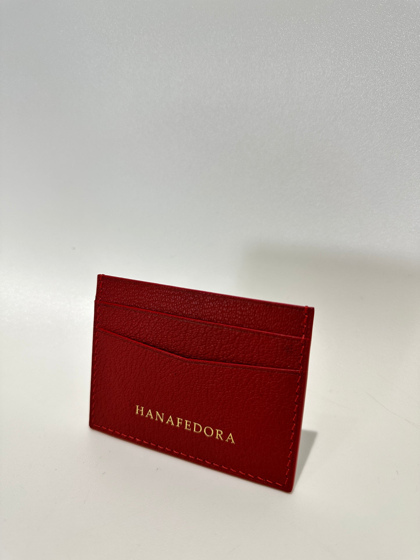 Leather Card Holder in Red