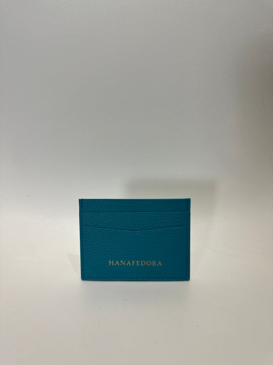 Leather Card Holder in Blue Sea