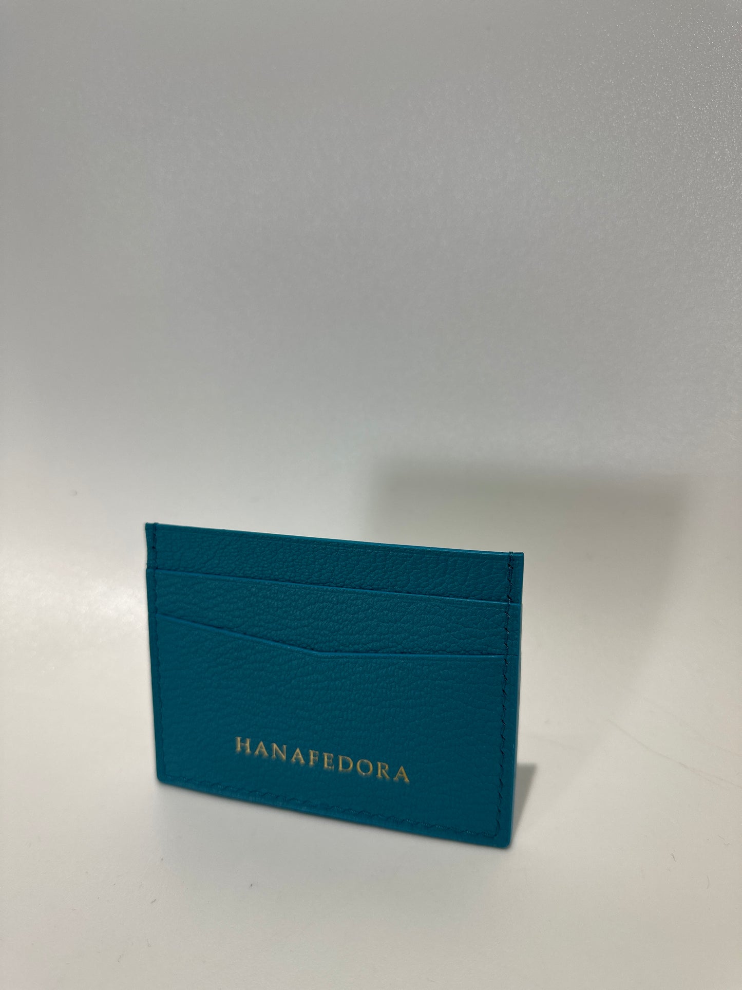 Leather Card Holder in Blue Sea