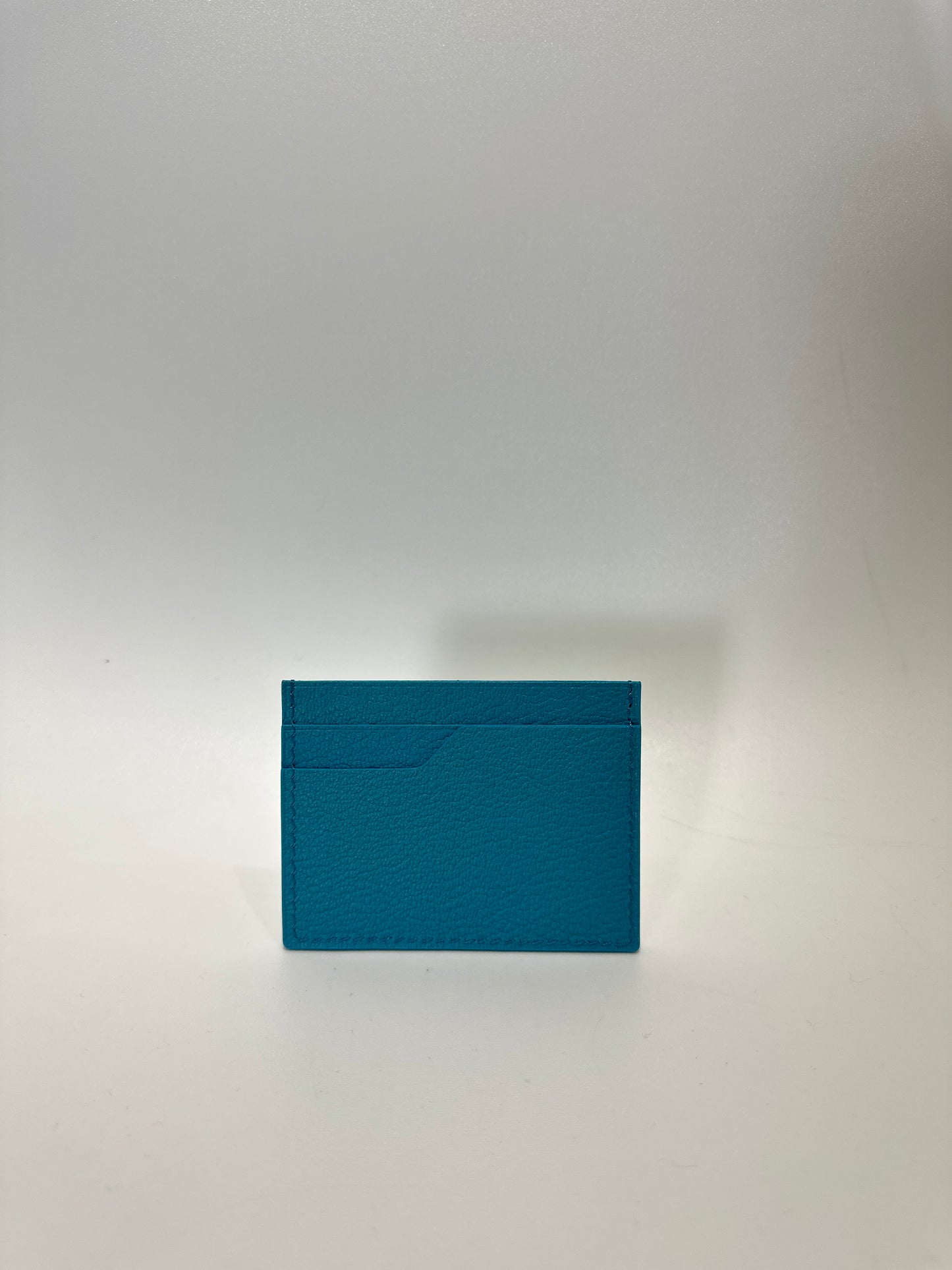 Leather Card Holder in Blue Sea