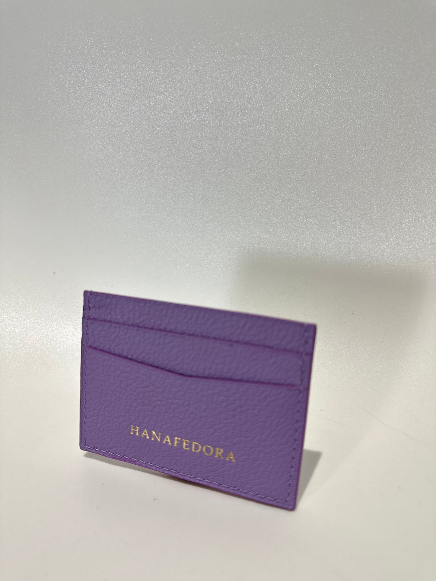 Leather Card Holder in Lilac