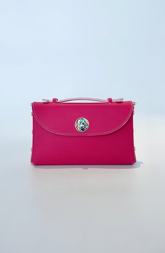 Sumi Crossbody Bag in Magenta with Gold Hardware