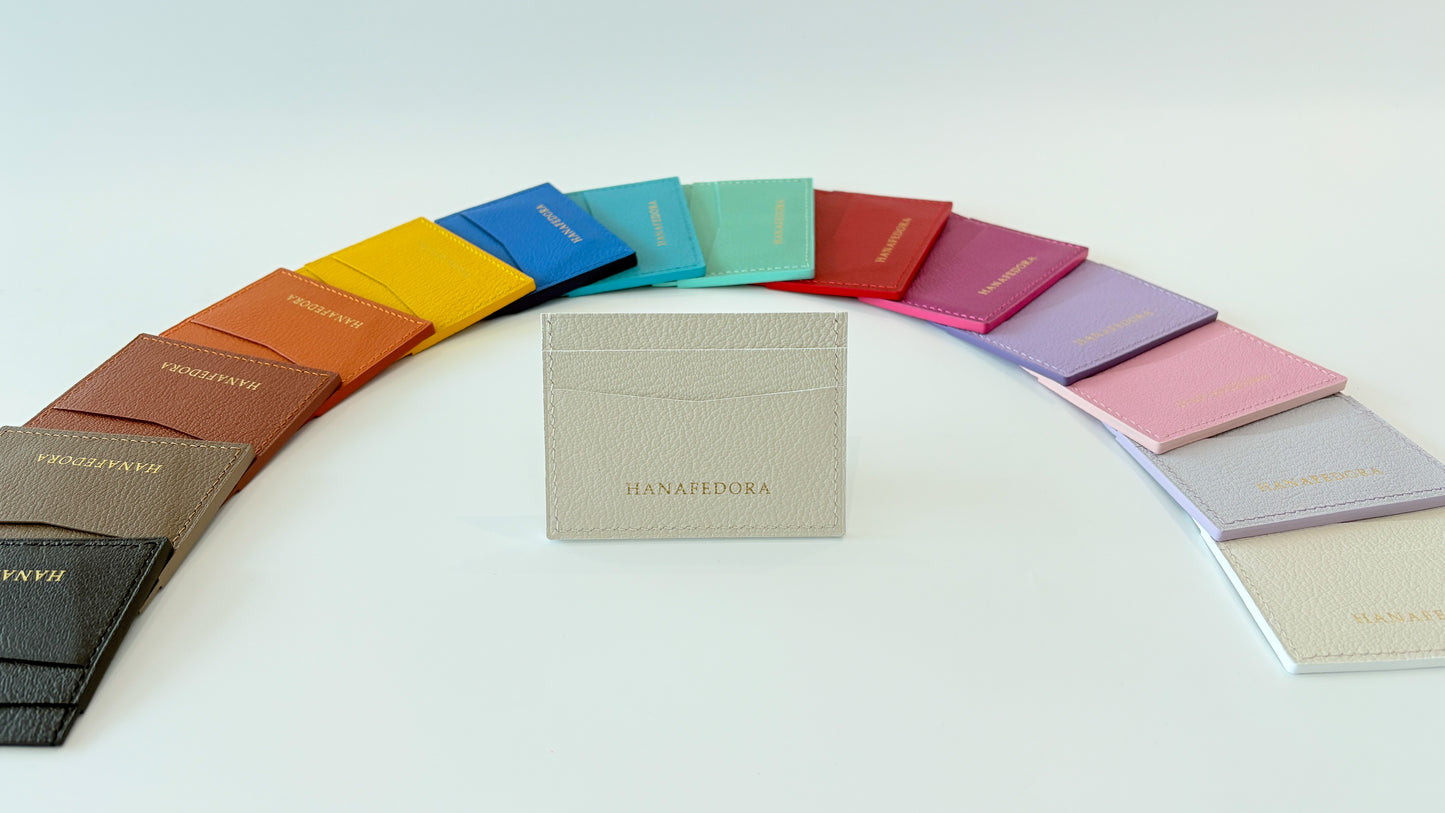 Leather Card Holder in Ivory