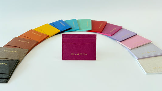 Leather Card Holder in Fuchsia