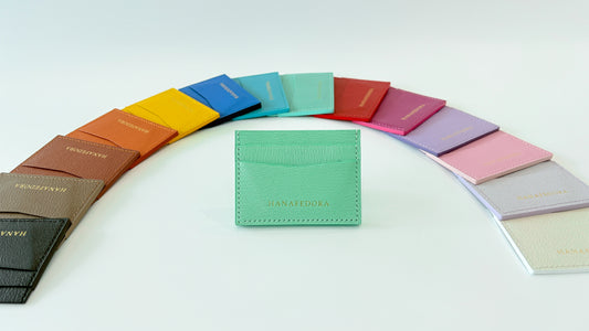 Leather Card Holder in Sage