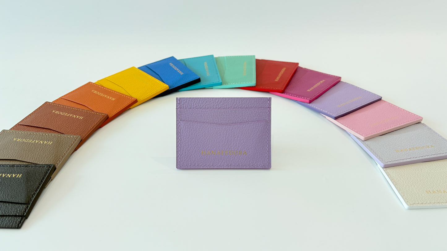 Leather Card Holder in Lilac