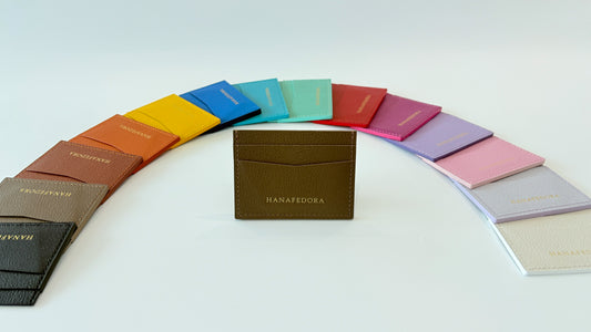 Leather Card Holder in Taupe