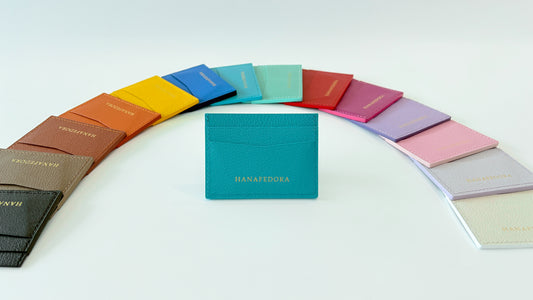 Leather Card Holder in Blue Sea