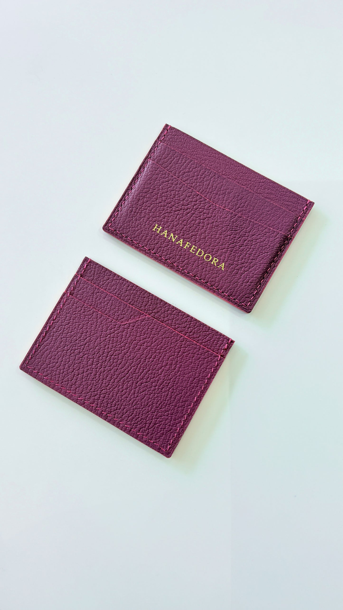 Leather Card Holder in Fuchsia