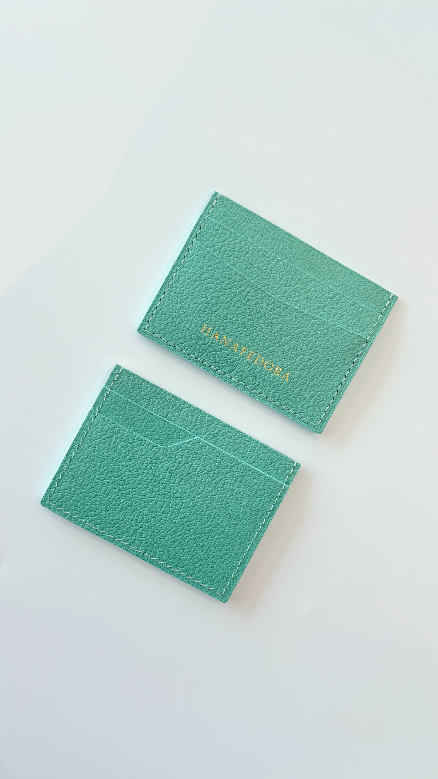 Leather Card Holder in Turquoise