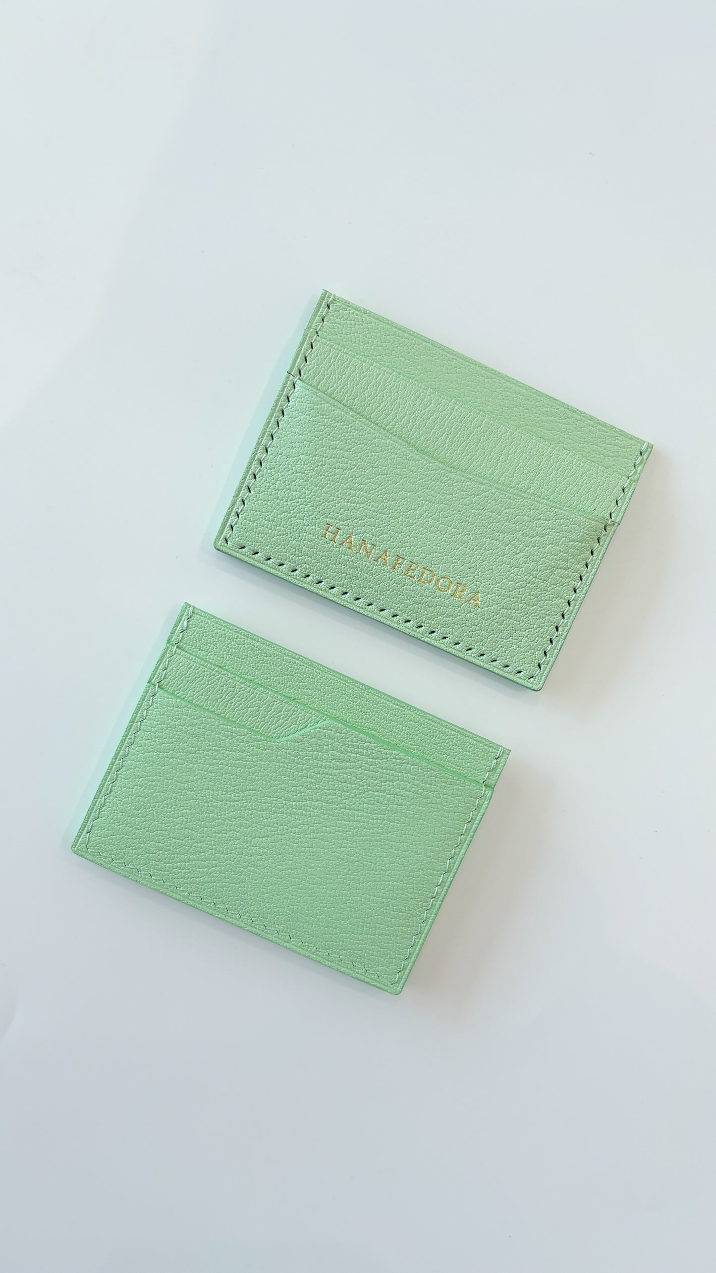Leather Card Holder in Sage