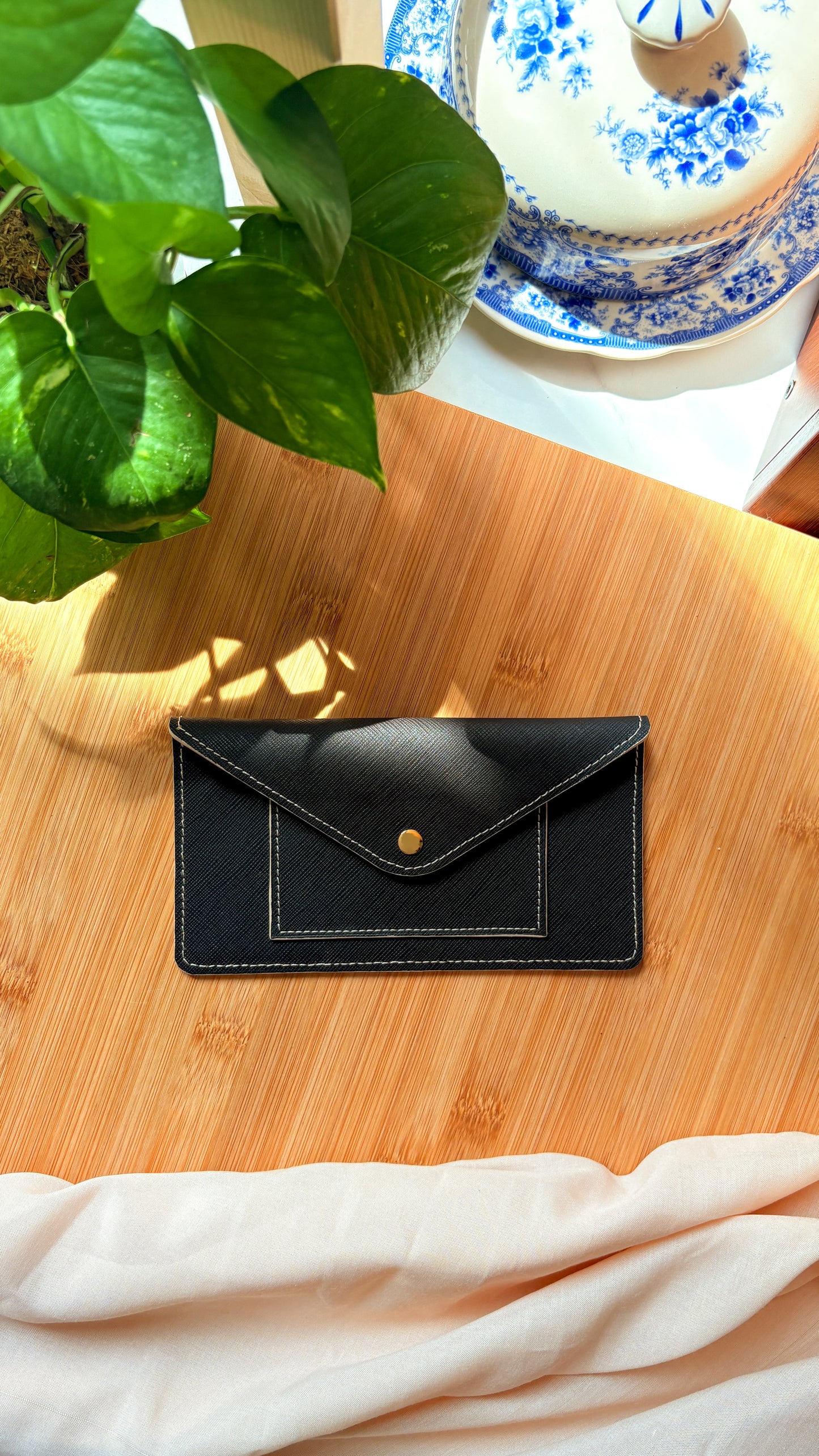 Dark Brown Saffiano Currency Wallet