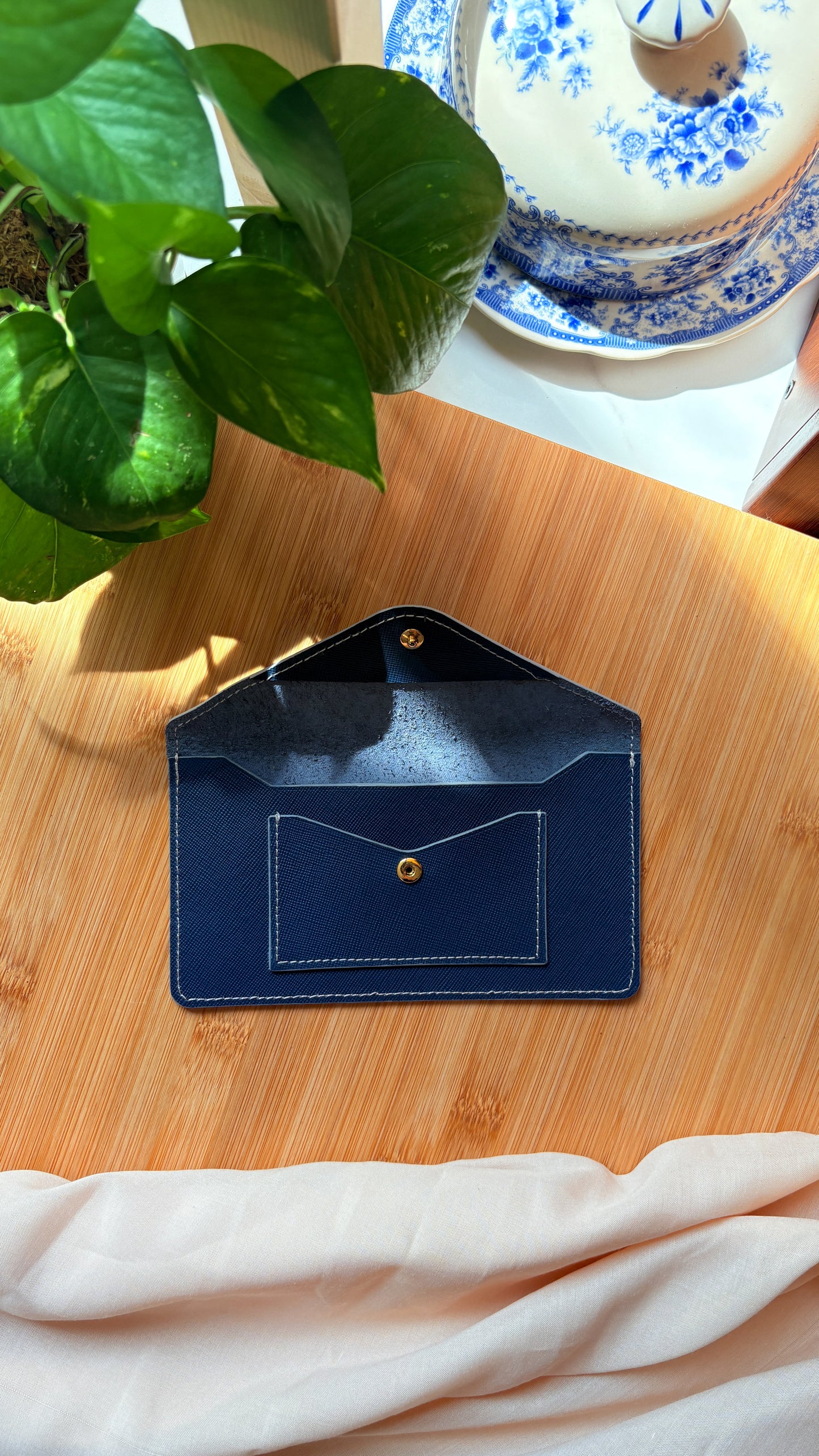 Navy Saffiano Currency Wallet