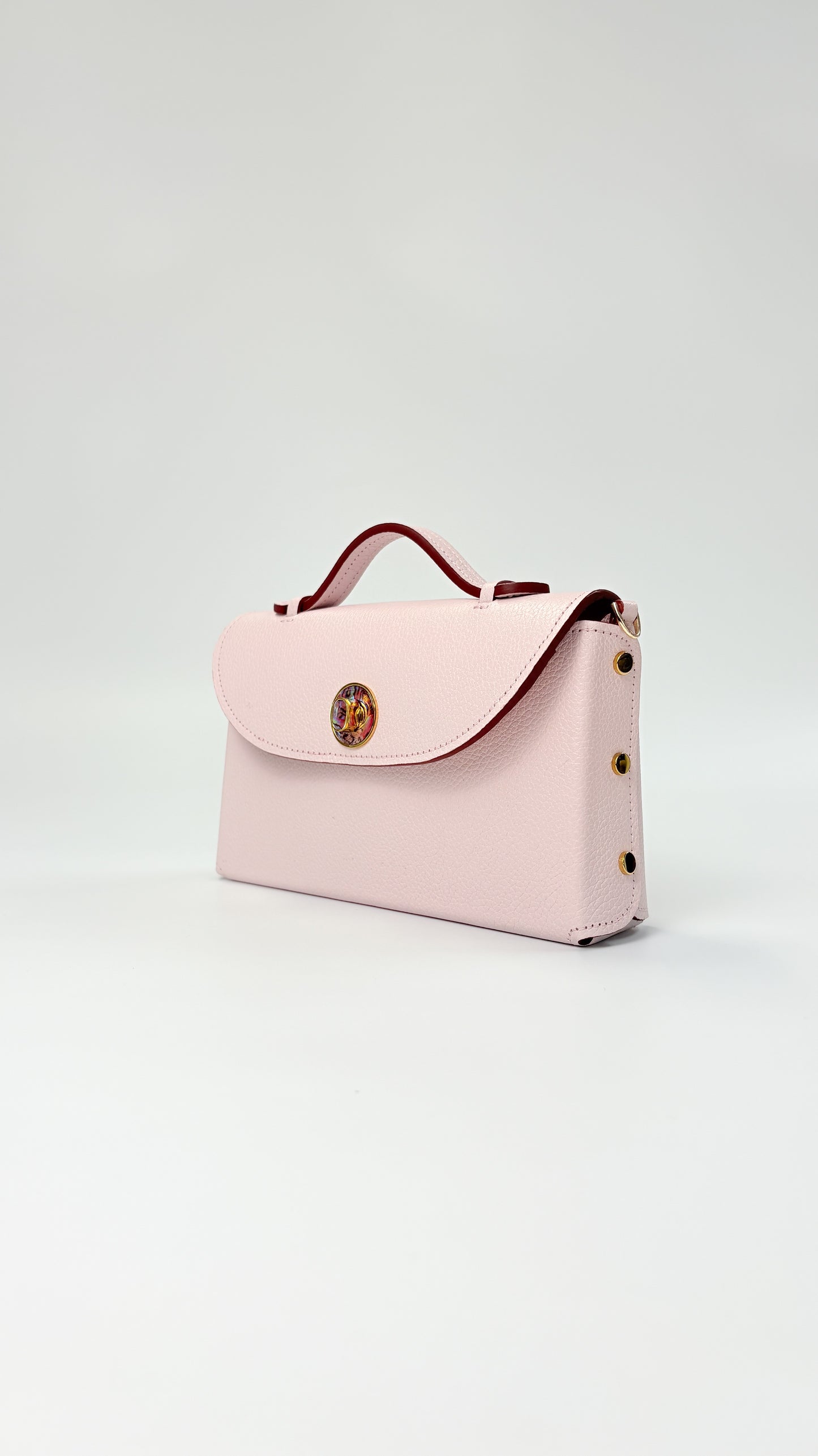 Sumi Crossbody Bag in Pale Pink with Abalone Lock