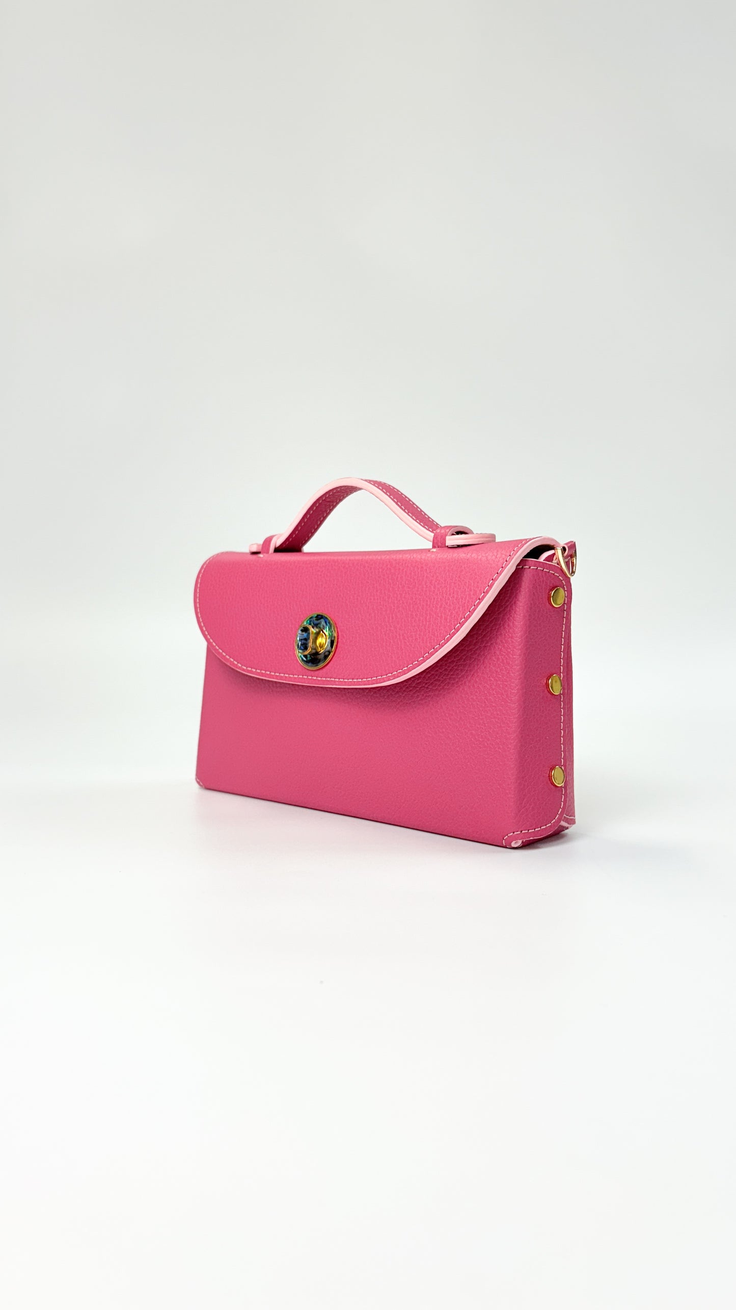 Sumi Crossbody Bag in Magenta with Abalone Gold Hardware