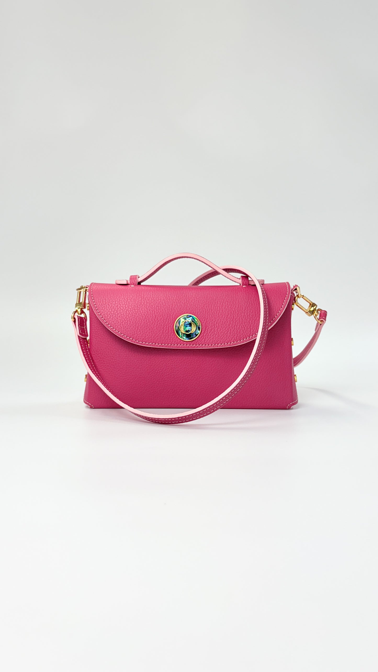 Sumi Crossbody Bag in Magenta with Abalone Gold Hardware