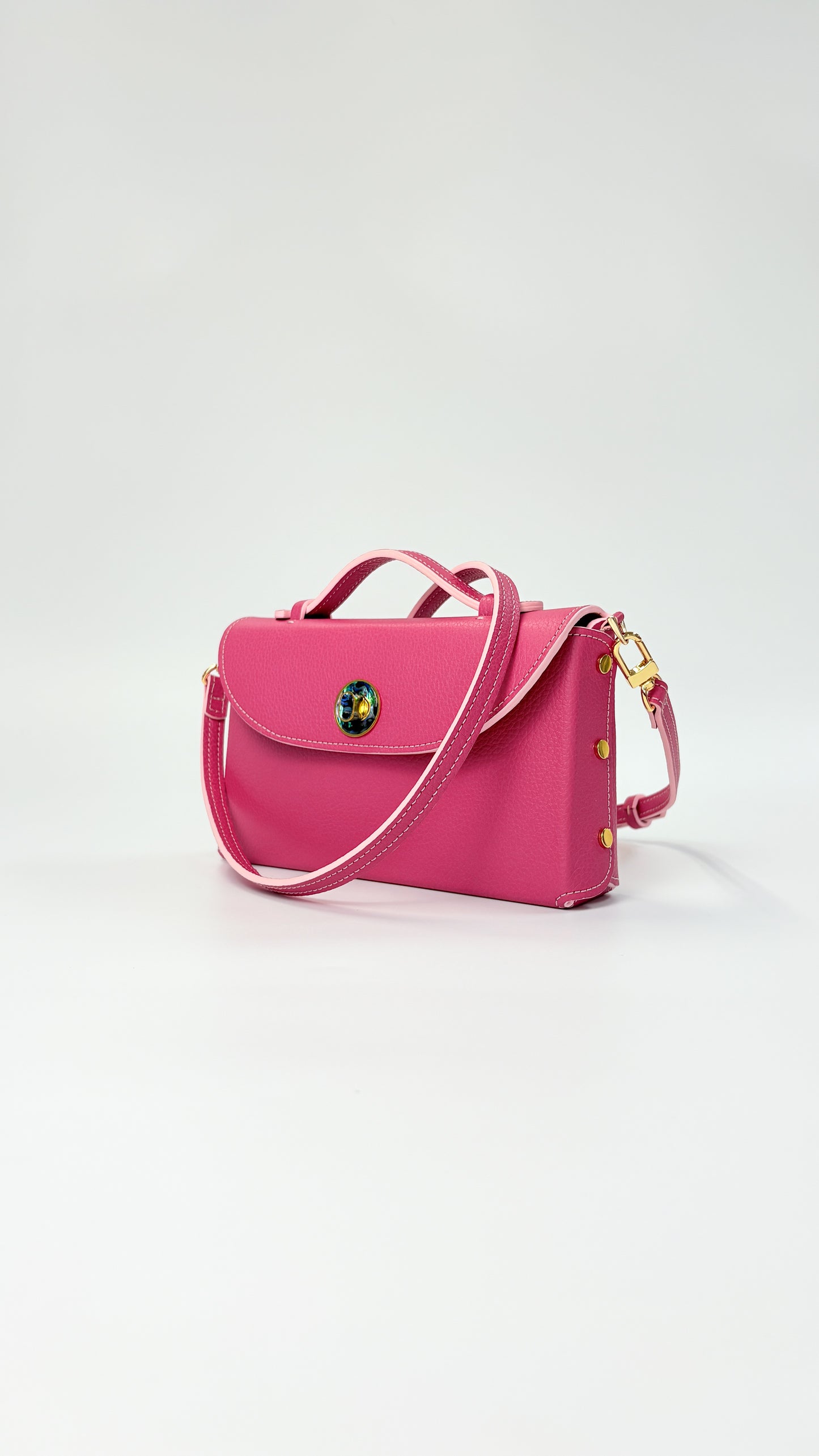 Sumi Crossbody Bag in Magenta with Abalone Gold Hardware