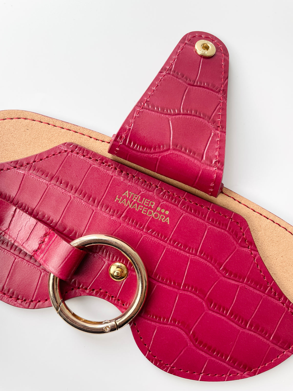 Sunglass Cover in Deep Pink - Croc Embossed