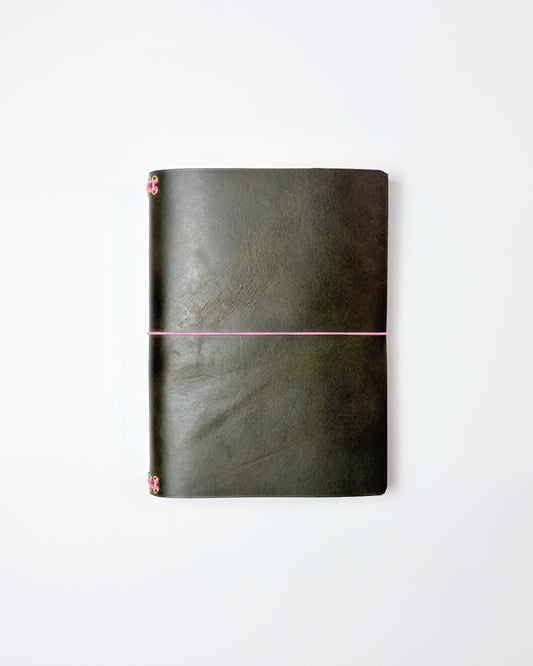 Leather Notebook Cover in Olive