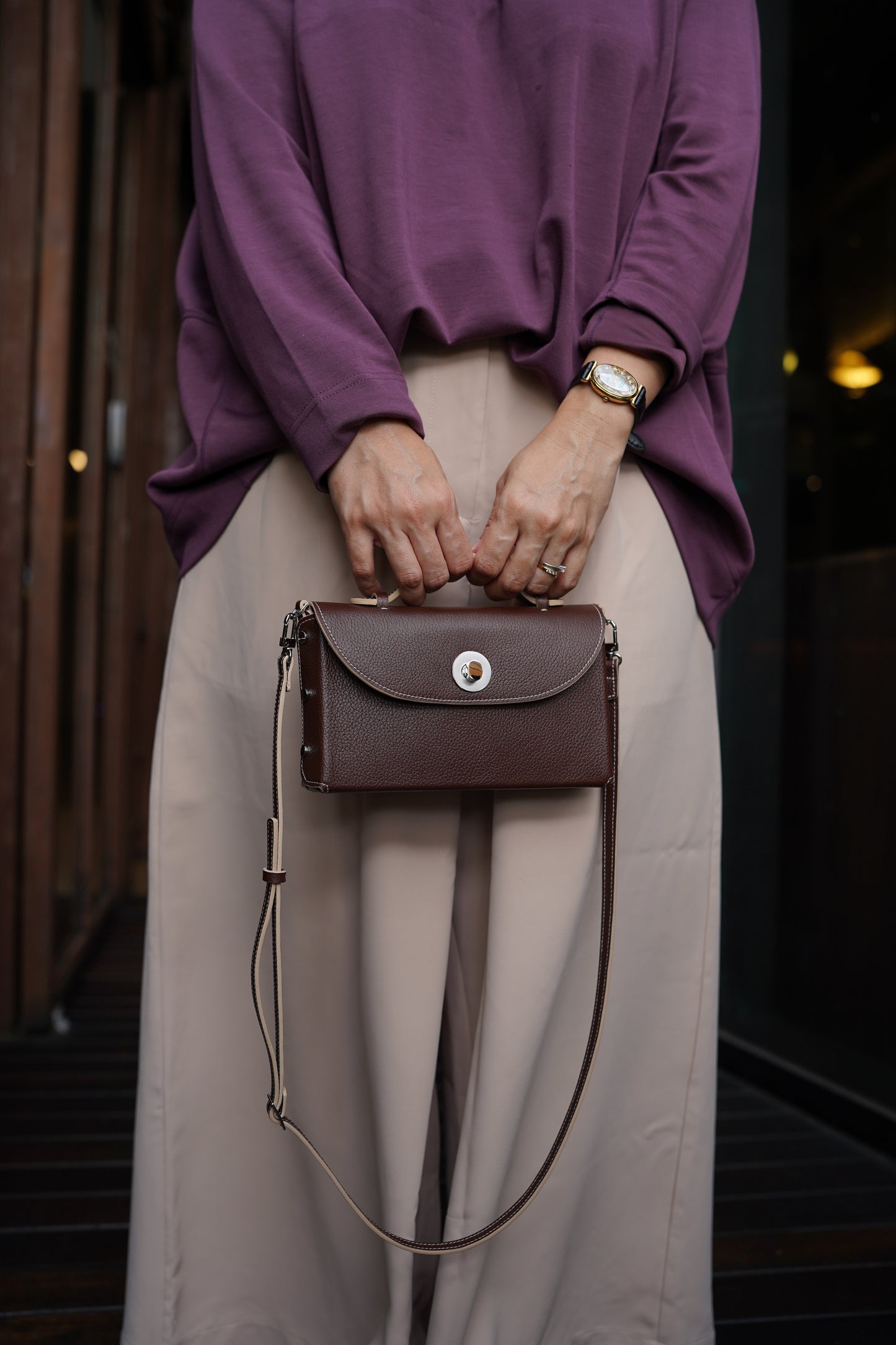 Sumi Crossbody in Palisander with Silver Hardware